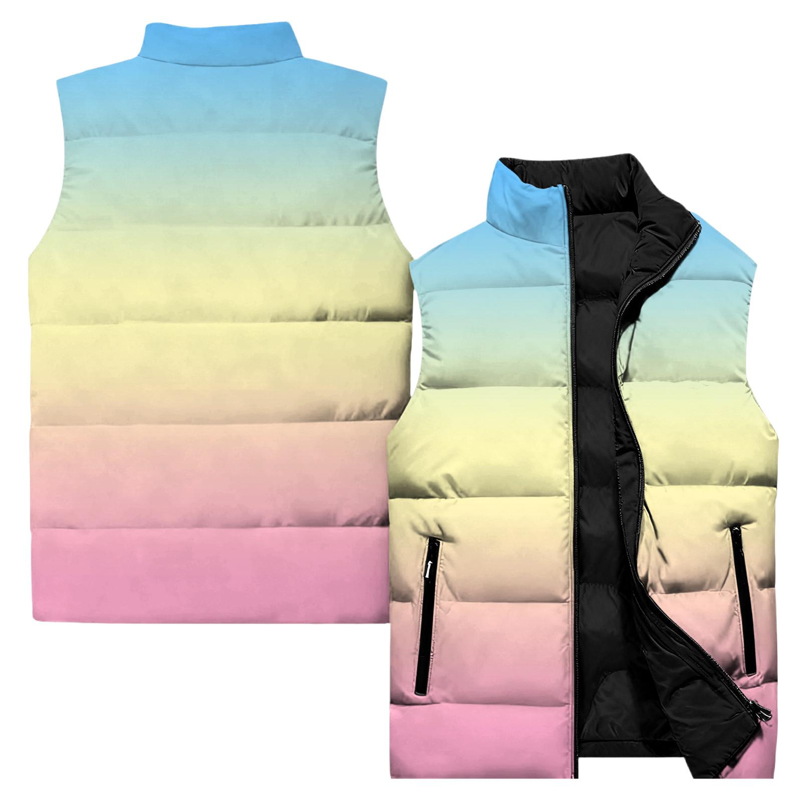 

Ladies Casual And Fashionable Sleeveless Vest Gradient Color Printing Cotton Jacket XL белый