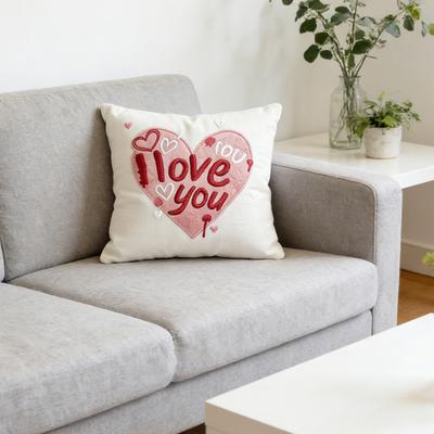 Yousheng Valentine's Day Pillow Cover 18" X 18" Soft Plush Faux Fur Love Heart Pillowcase Embroidery Throw Cushion Case for Living Room Bedroom Couch