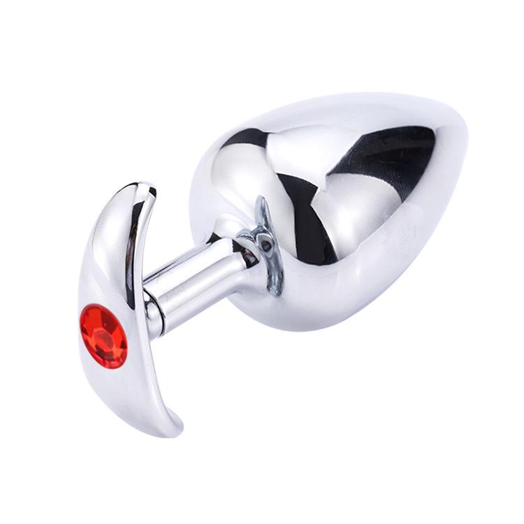 Metal G-Spot Butt Plug with Diamond Accents for Self-Pleasure
