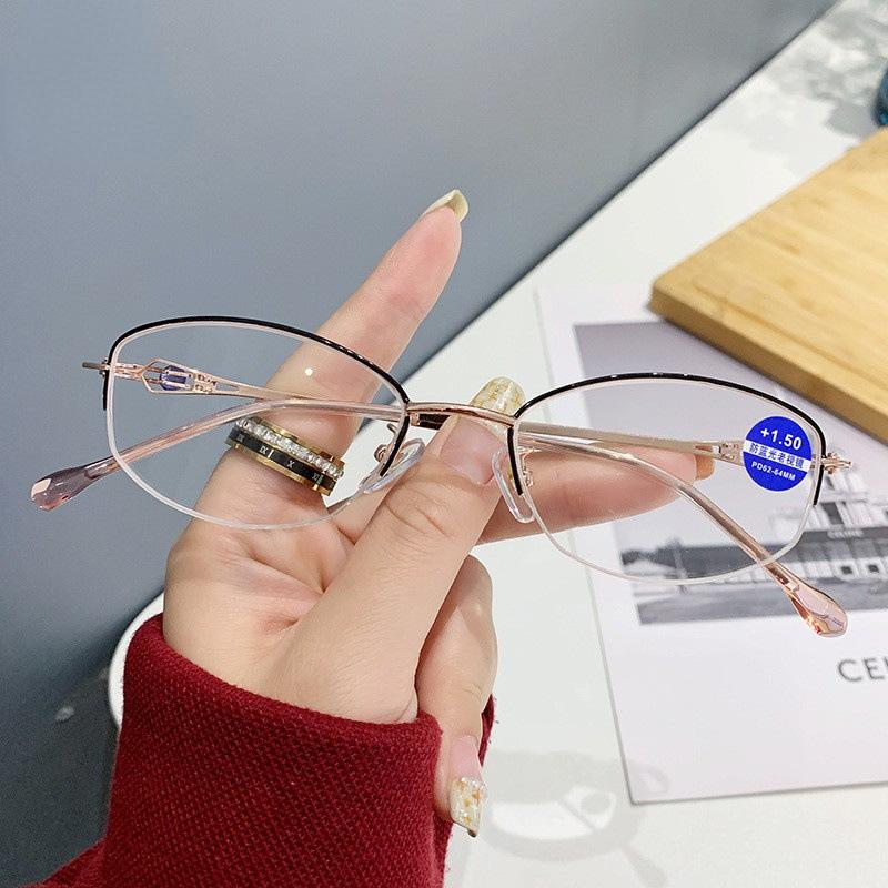 

Quality Men Reading Glasses Anti Blue Hyperopia Glasses Half Frame Hyperopianess Glasses Business Hyperopia Glasses 1.0