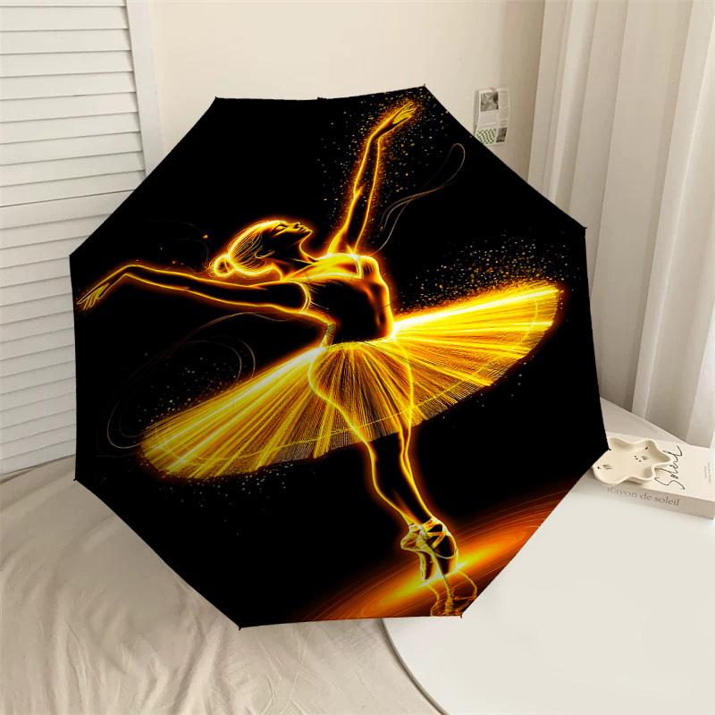 

1pc Dancer Sparkle Automatic Open/Close Umbrella with Windproof, 8-Rib Sturdy Canopy, Durable Ribs, Fashionable Design1153A
