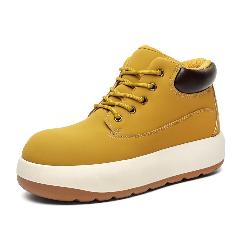 Z spring and autumn new Q ugly cute big head retro niche yellow short boots thick-soled heightening Martin boots