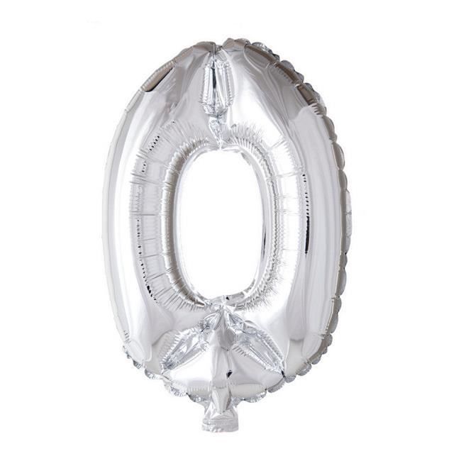 Wefiesta ballon en aluminium numéro '0' 40 cm argenté