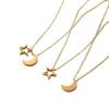 Pentagram Star Moon Necklace Stainless Steel Couple Neck Chain Valentine's Day Necklace  Girl