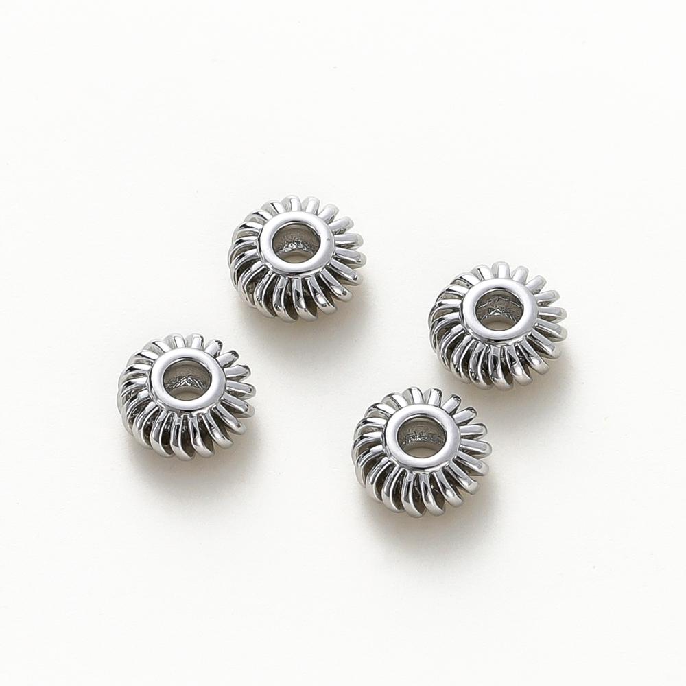 6pcs/lot 14K 18K Gold Color Plated Round Hollow Flat Beads Brass Spacer Beads For DIY Jewellery Making Accessories 6pcs