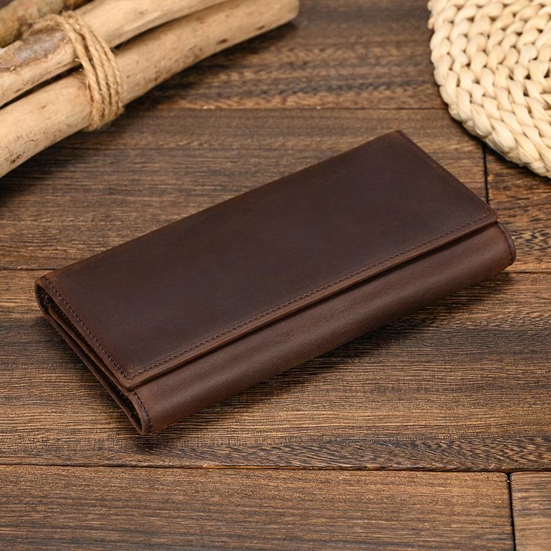 Luxury Style Men's Leather Wallet With Iron Chain Genuine Leather Clip Purse For Men Male Fashion Men's Long Wallet Dropshipping