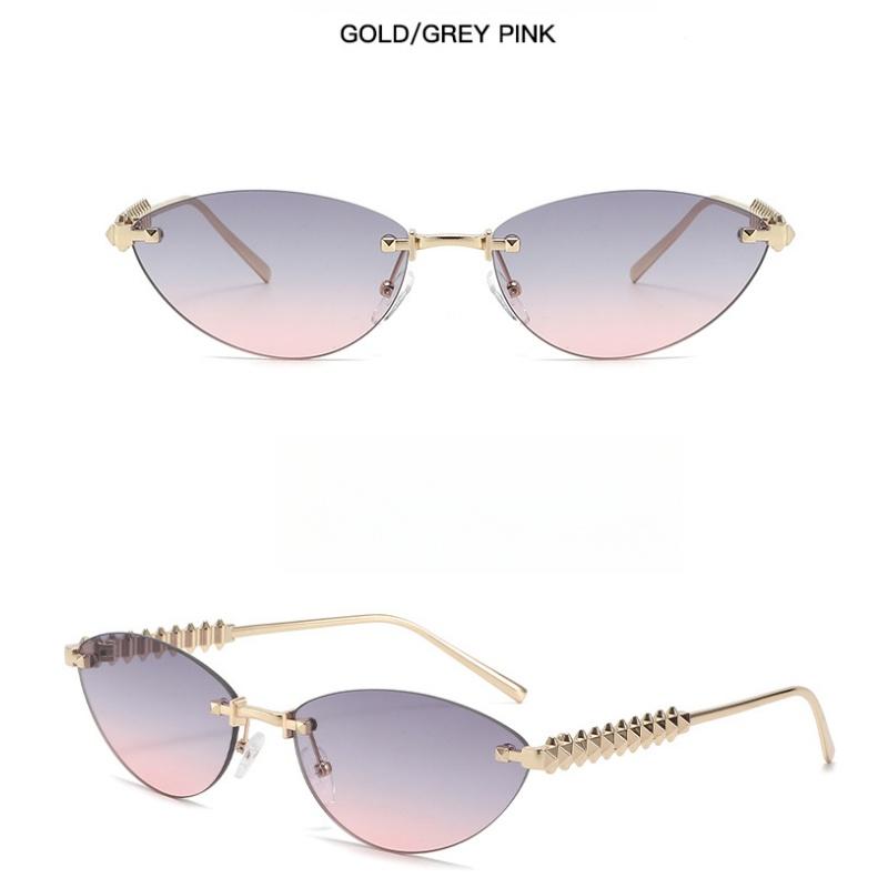 Ladies Sunglasses, Rivet Triangle Cat Eye Sunglasses, Frameless Fashion Sunglasses