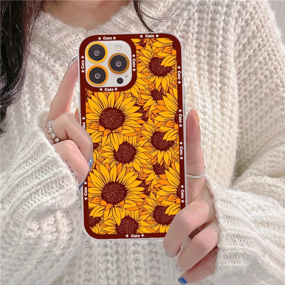 Beautiful Flower Sunflower Phone Case For iPhone 16 15 14 13 12 11 Pro Max XS X XR Mini Protective Cover