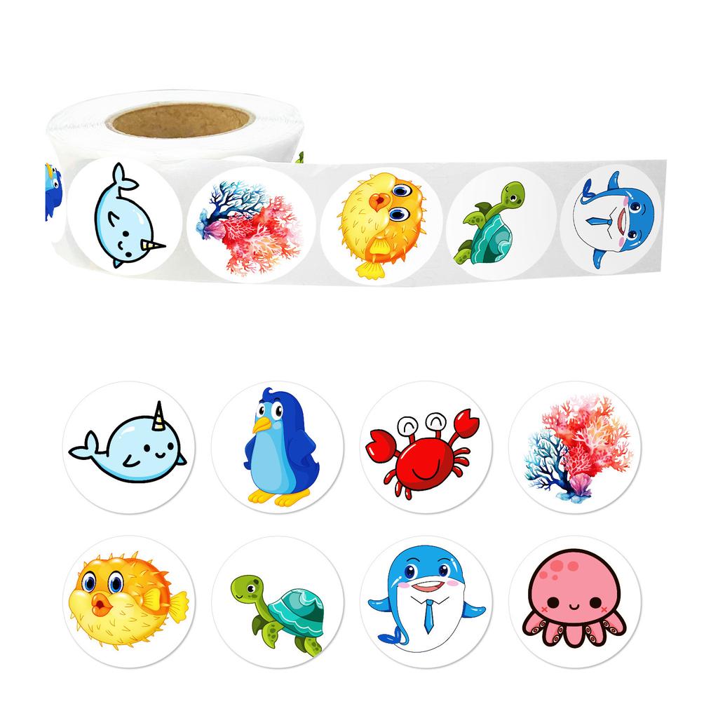 500 Pictures/roll Undersea Creature Graffiti Stickers for Children's Reward Cartoon Stickers