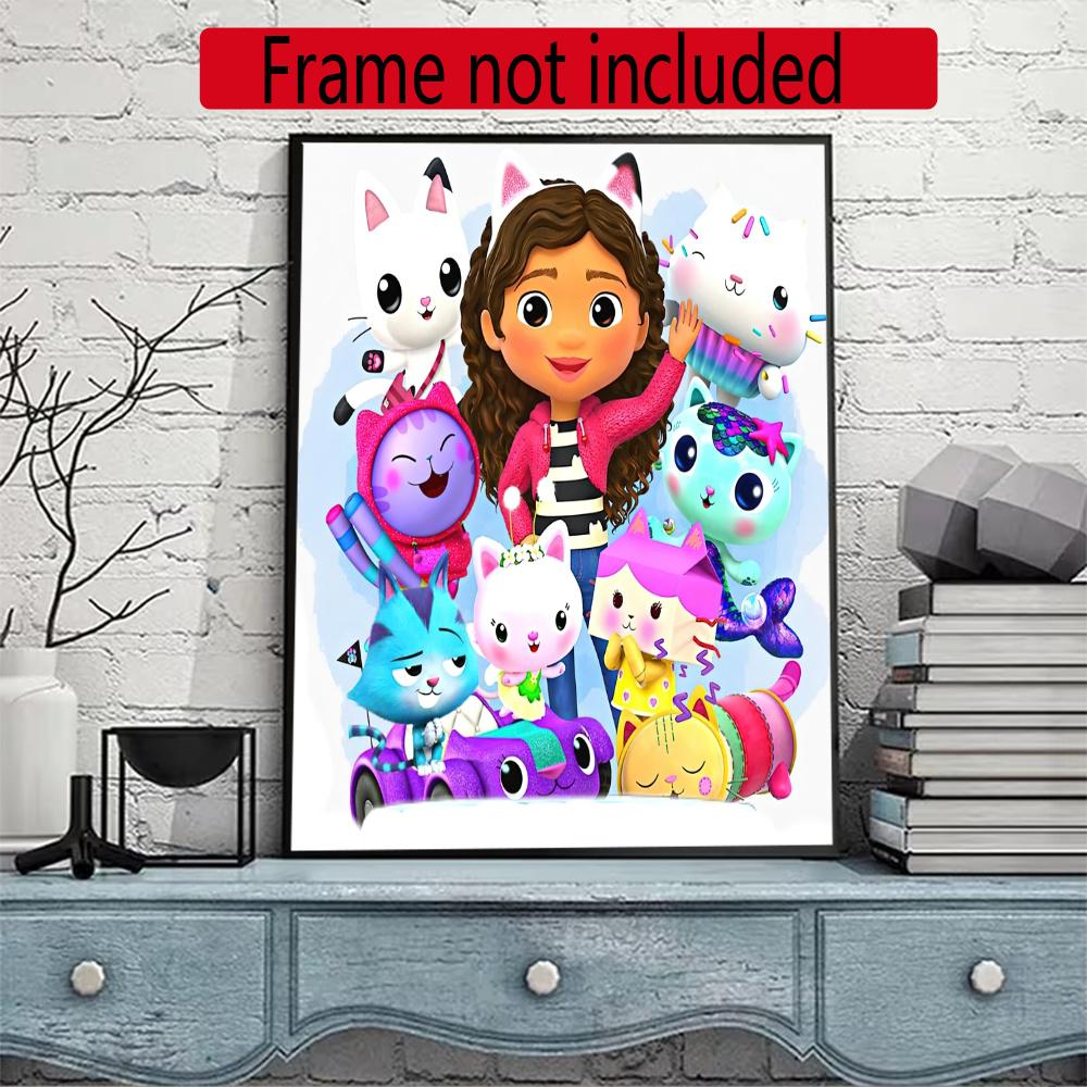 Cartoon Cute Gabbys Style 5D Diamond Painting Round Diamond Rhinestones Mosaic Diamond Embroidery Wall Paintings Rhinestones Gift Frameless