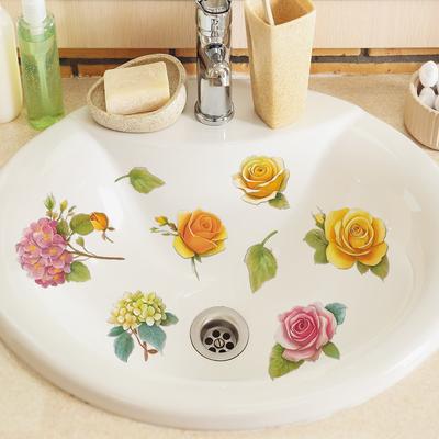 Bunte, blumengemalte Aufkleber für Badezimmer- und Heimdekorationswände