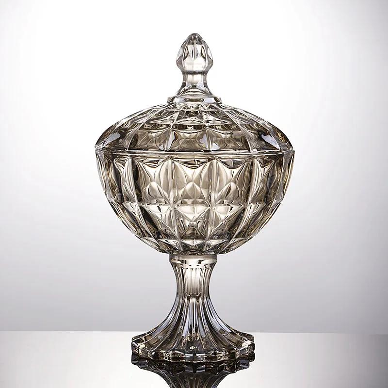 Úložná sklenice evropského stylu z křišťálového skla stolní ozdoba bonbony ovoce kreativní móda domácí šperkovnice s víkem