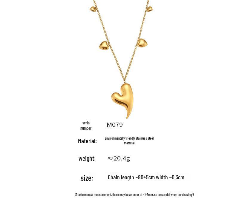 Qiong Yao 18K Gold Plated Double Layer Peach Heart Sweater Chain Necklace