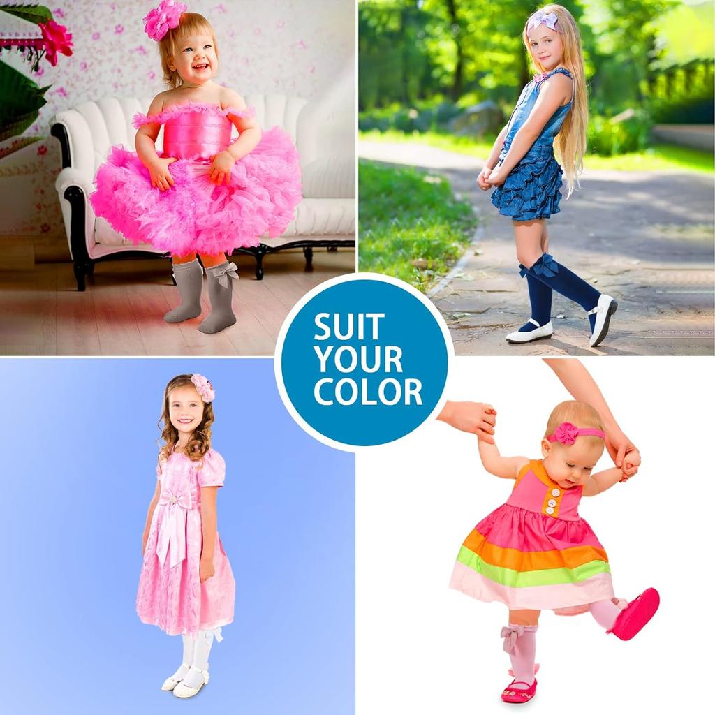 Baby Knee High Socks with Bow Knit Toddler Girl Dress Socks Cotton Tube Long Socks for Baby Newborn Infant