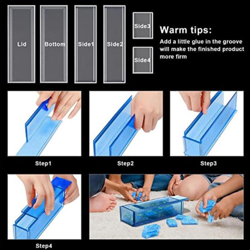 Handicrafts Soap Candle Resin Casting Mold DIY Crafts Mold Handmade Domino Storage Box Mold Aroma Plaster Silicone Mold