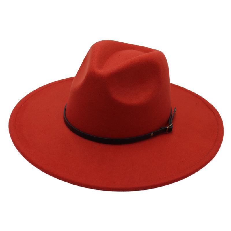 Belt Buckle Top Hat Jazz Hat Men'S And Women'S Felt Hat Woolen Hat Wool Versatile Street Shot