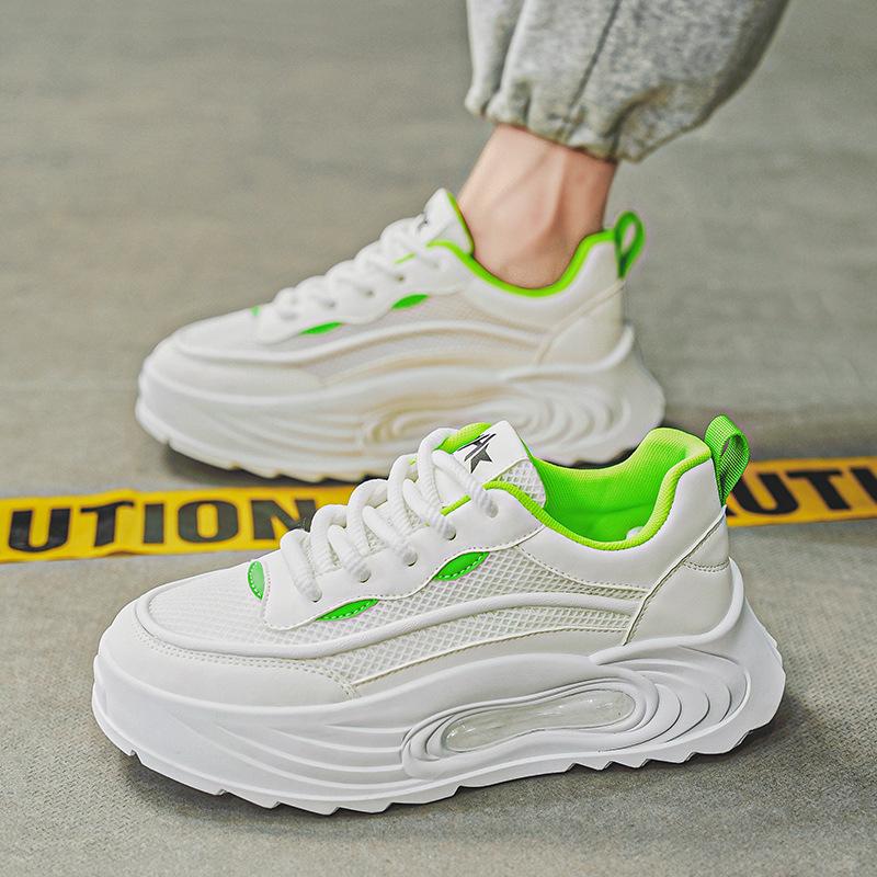 

Осень 2024 года, новые повседневные туфли на толстой подошве, мужские сетчатые дышащие и удобные спортивные туфли, легкие модные кроссовки 39 белый