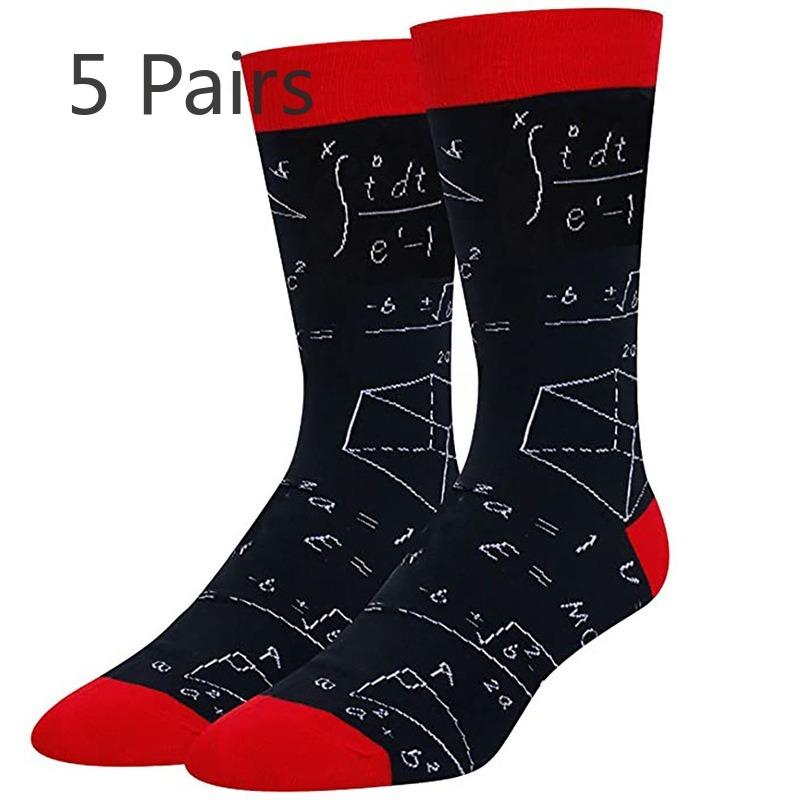 

5 пар мужских хлопковых носков средней длины с принтом 5 Pairs красный/чёрный