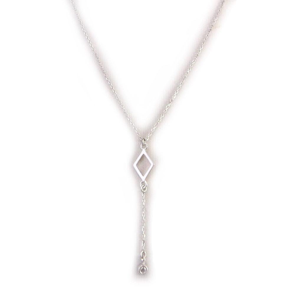 Les Trésors De Lily [N2883] - Silver Necklace 'Jeux De Cartes' (tiles) Rhodium-plated - 12x8 Mm