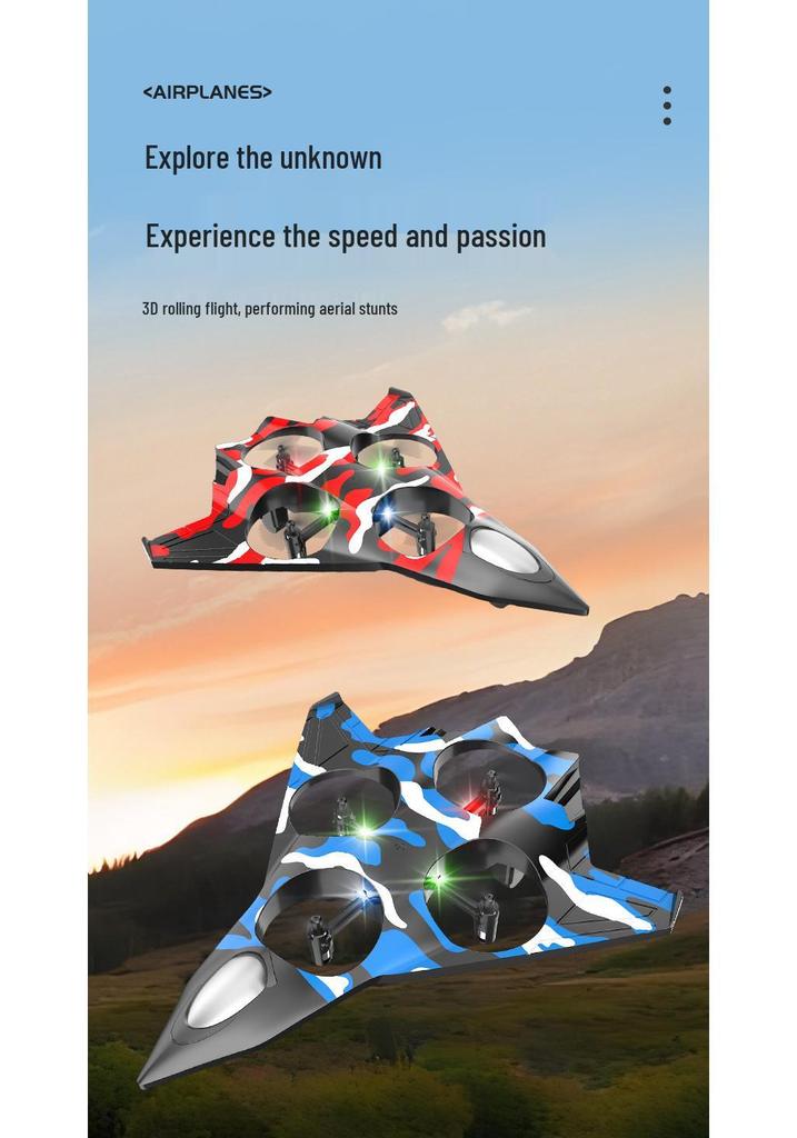 Drop-Resistant Four-Axis Remote Control Drone - Fighter Jet Design, Fixed-Height Flip Function, Children's Toy Aircraft.