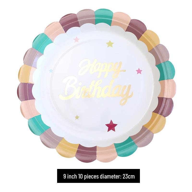 Kids' Party Disposable Tableware: Birthday Tablecloth, Cake Plates, and Dessert Table Decor