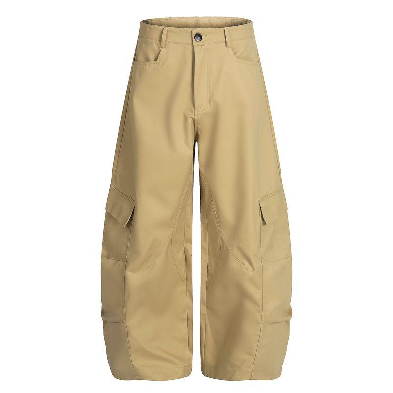 

Kisko Barn Style American Deconstructed Multi-Pocket Wide-Leg Cargo Pants Unisex Trendy Brand Loose Design Scimitar Pants Khaki XL