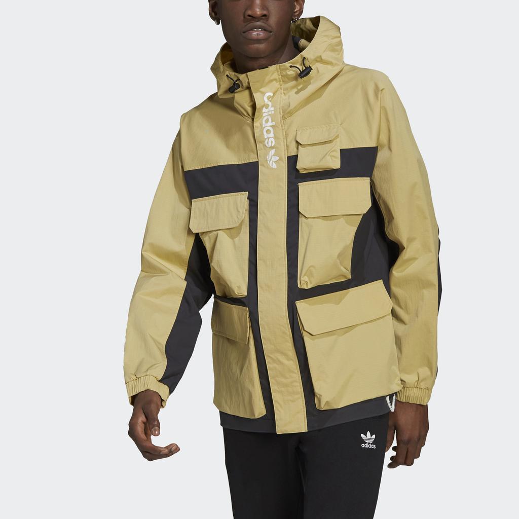 Adidas Originals Trefoil G Outd Parka Climbing Multi-Pocket Colorblock Hooded Jacket Men Outerwear Sandstorm H09359