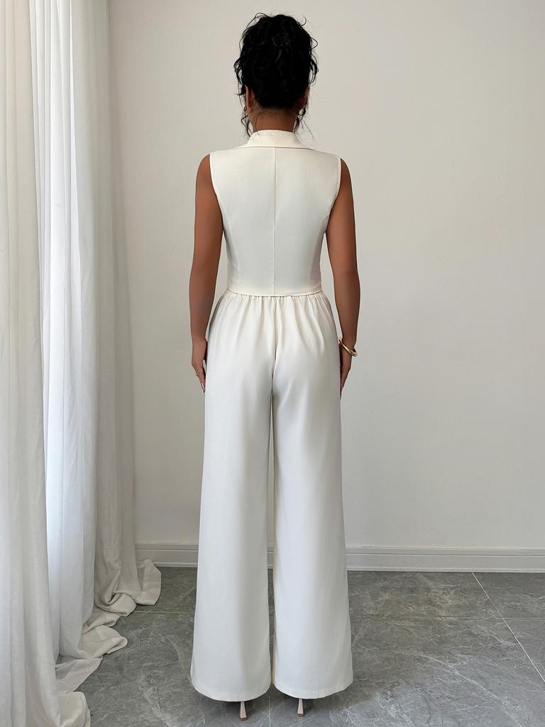 Elegant and Slim Waist Top with Flowing Wide Leg Pants Women's Spring Summer Set
