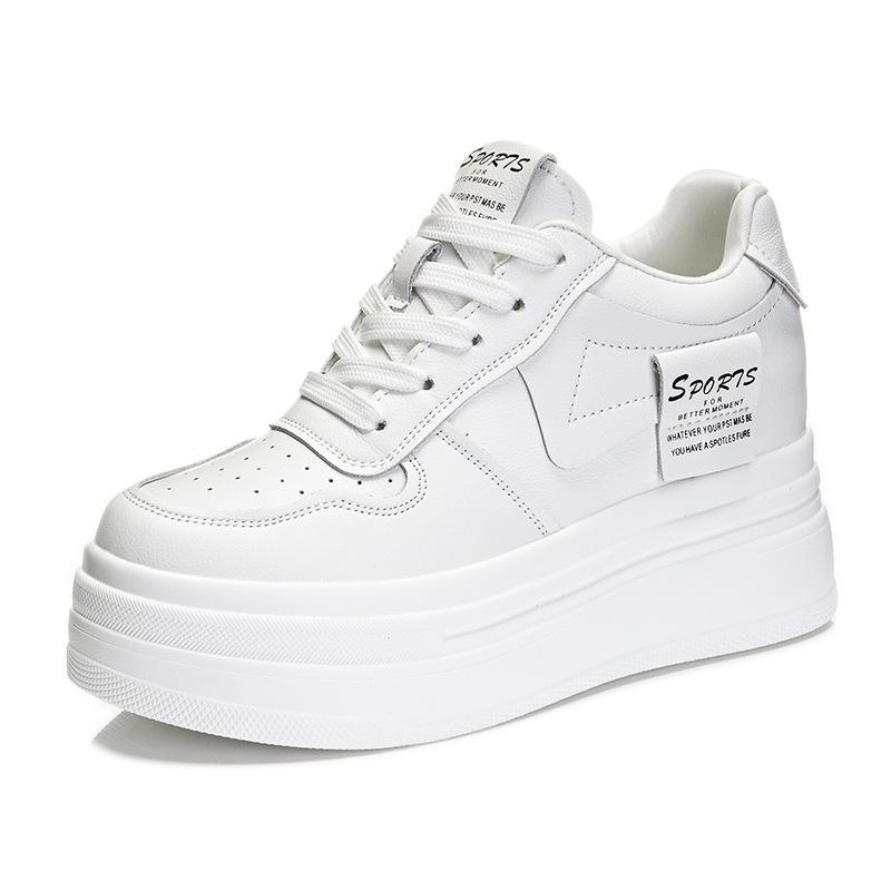 Fashion 8CM Cow Genuine Leather Females Comfy Casual Ladies Vulcanize Women Platform Spring Autumn High Brand Sneakers Breathable