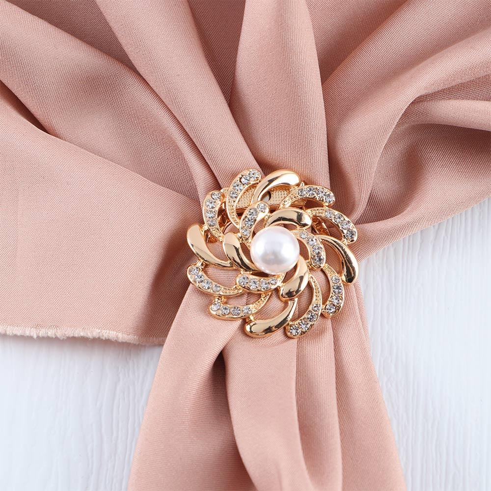 Jewelry Rhinestone Crystal Pearl Scarf Ring Women Scarf Buckle Korean Style Brooch Pins Shawl Clip