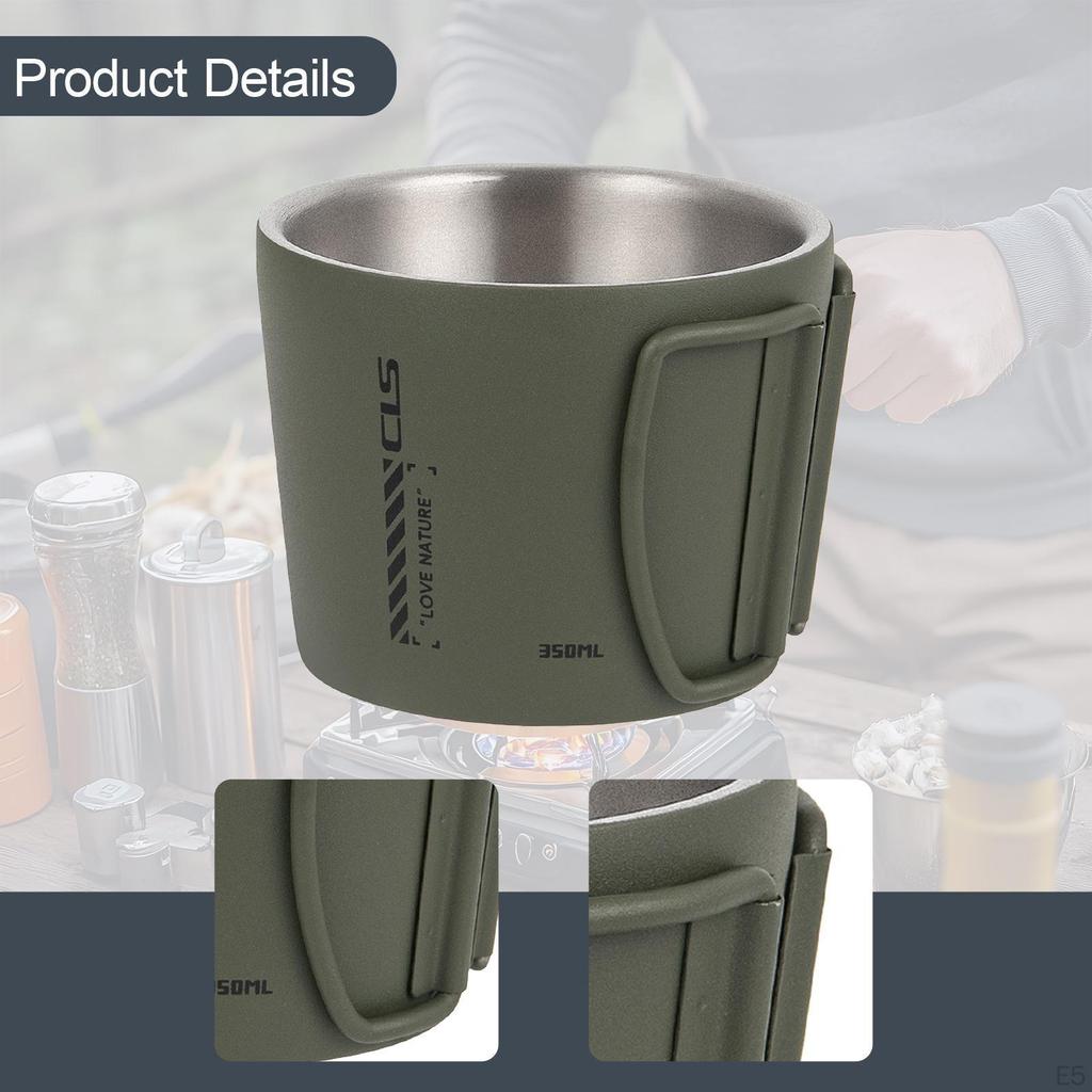 Camping Mug Cup 350ml Portable Drinkware Climbing Stainless Steel Travel Double Wall Fishing