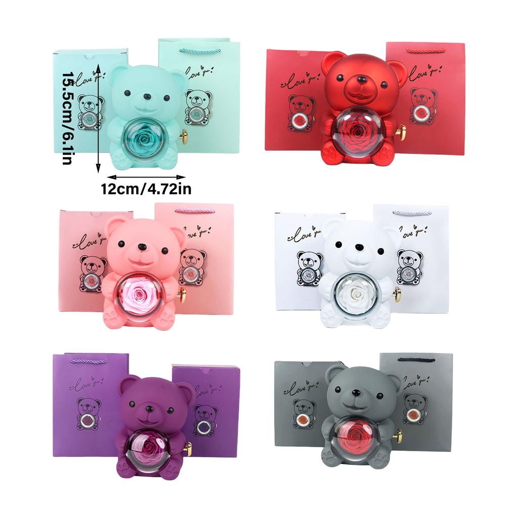 Cutie cadou ursuleț romant cu trandafir conservat Elegant pentru Ziua Îndrăgostiților Ziua Mamei Nunți Aniversări Culori diferite