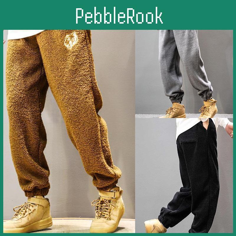Size Autumn Big Winter Men Lamb Fleece Sweatpants Y2k Vintage Coffee Streetwear Fashion Male Clothes New Casual Warm Trousers