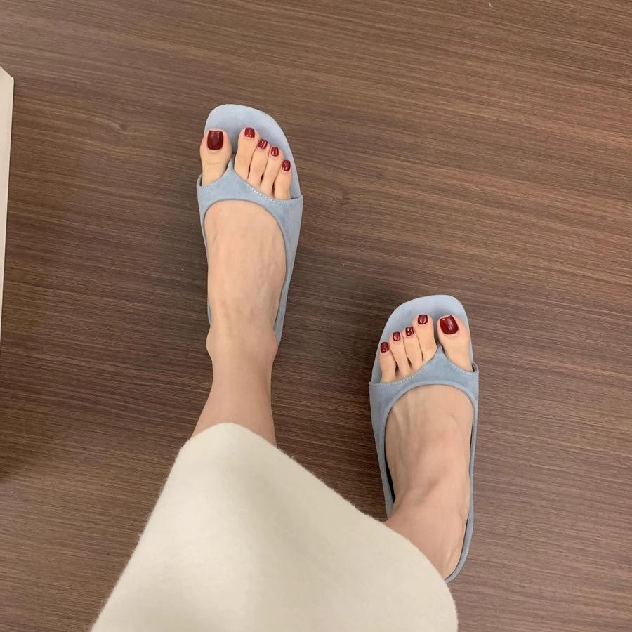 2025 New Beautiful Small Wedge Heel Bag Heel Roman Shoes French Niche Suede Inner Heightening Toe Sandals Women's Summer