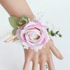 6pcs White Pink Corsage and Boutonniere Set Artificial Rose Wristlet Suit Flower for Men Wedding Party Prom Decoration