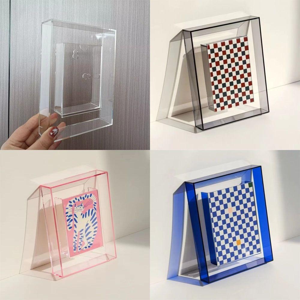 5 Inch Acrylic Photo Frame Floating Colorful Photocard Holder Transparent Wall Mounted Poster Picture Display Stand