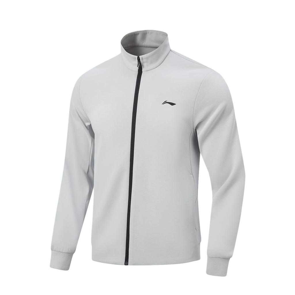 Li Ning Solid Color Zip-Up Stand Collar Jacket Men jackets AFDW935-1