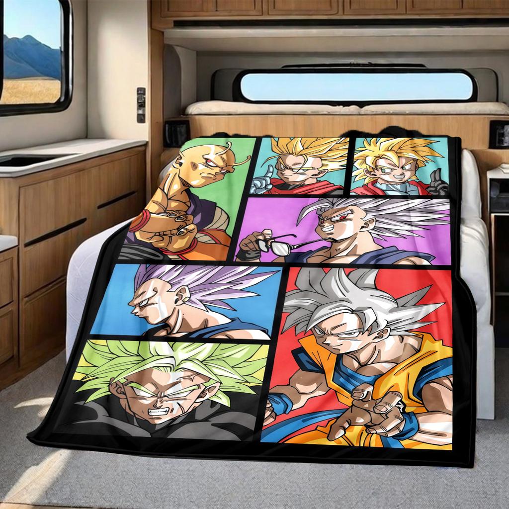 1 Stück DRAGON BALL Aufdruck Flanelldecke, Hohe Qualität für alle Jahreszeiten, Heimdekoration, Wärme und Komfort, Perfekt für Weihnachtsgeschenke