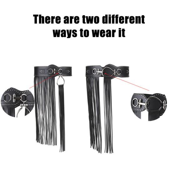 Women Imitation Leather Belt with Tassel Design Solid Color Adjustable Waist Belt Retro Style Clothing Accessory