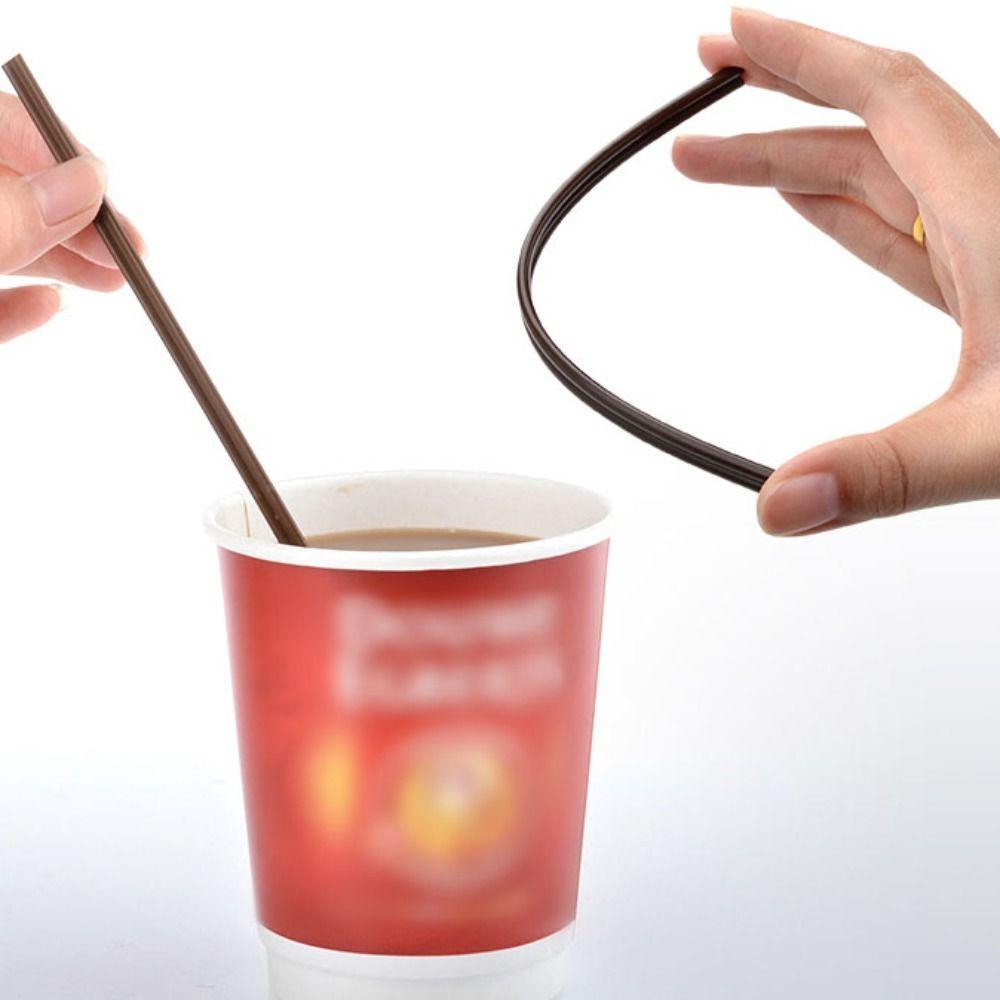 Double-Hole Coffee Straw Brown Drinking Straw Bar Accessory Coffee Stirring Stick Office