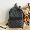 Schultasche1011 neue Mode klassisches Karomuster koreanische Version Rucksack mit großer Kapazität personalisiert trendig Herren Leder Outdoor Reise Rucksack