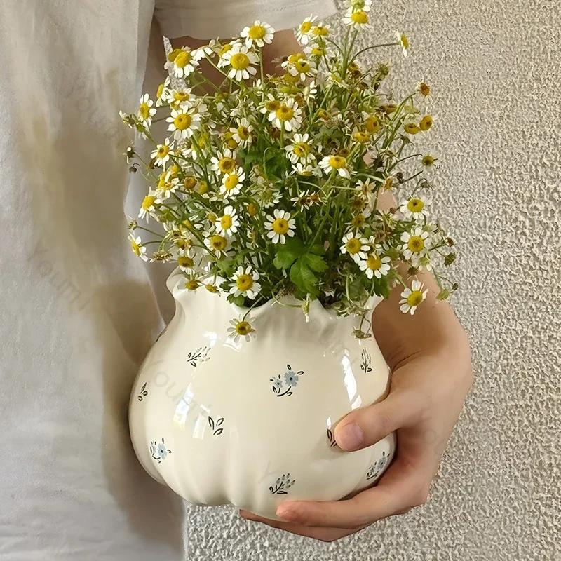 Exquisite Flowers Ceramic Jar Household Kitchen Desktop Storage Jar Decoration High End Restaurant Dining Table Vases Decoration