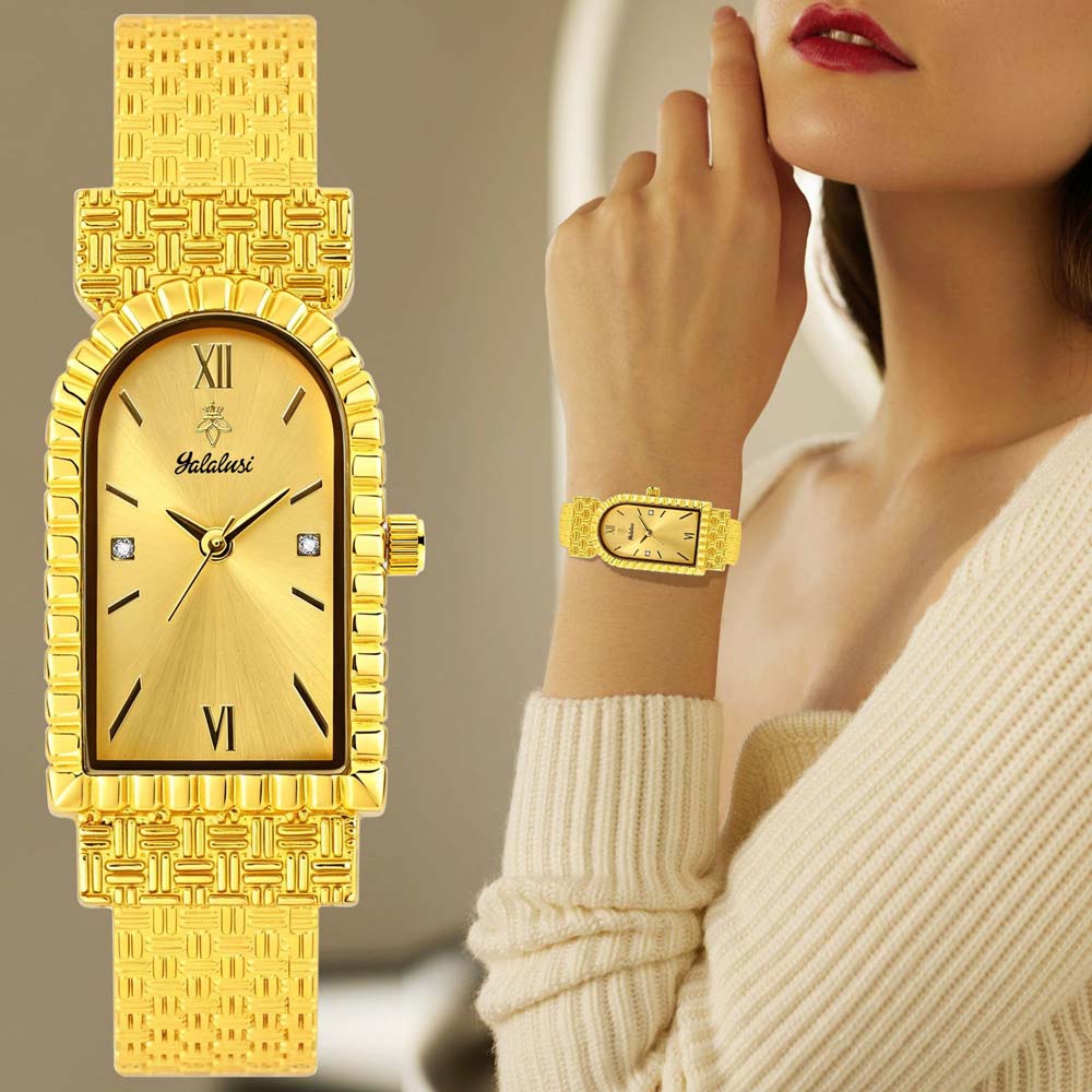 Yalalusi Bracelet Watch Vintage Women's Square Watch Classic Women's Wristwatch Diamond-Set Women's Watch IPG Vacuum Plating