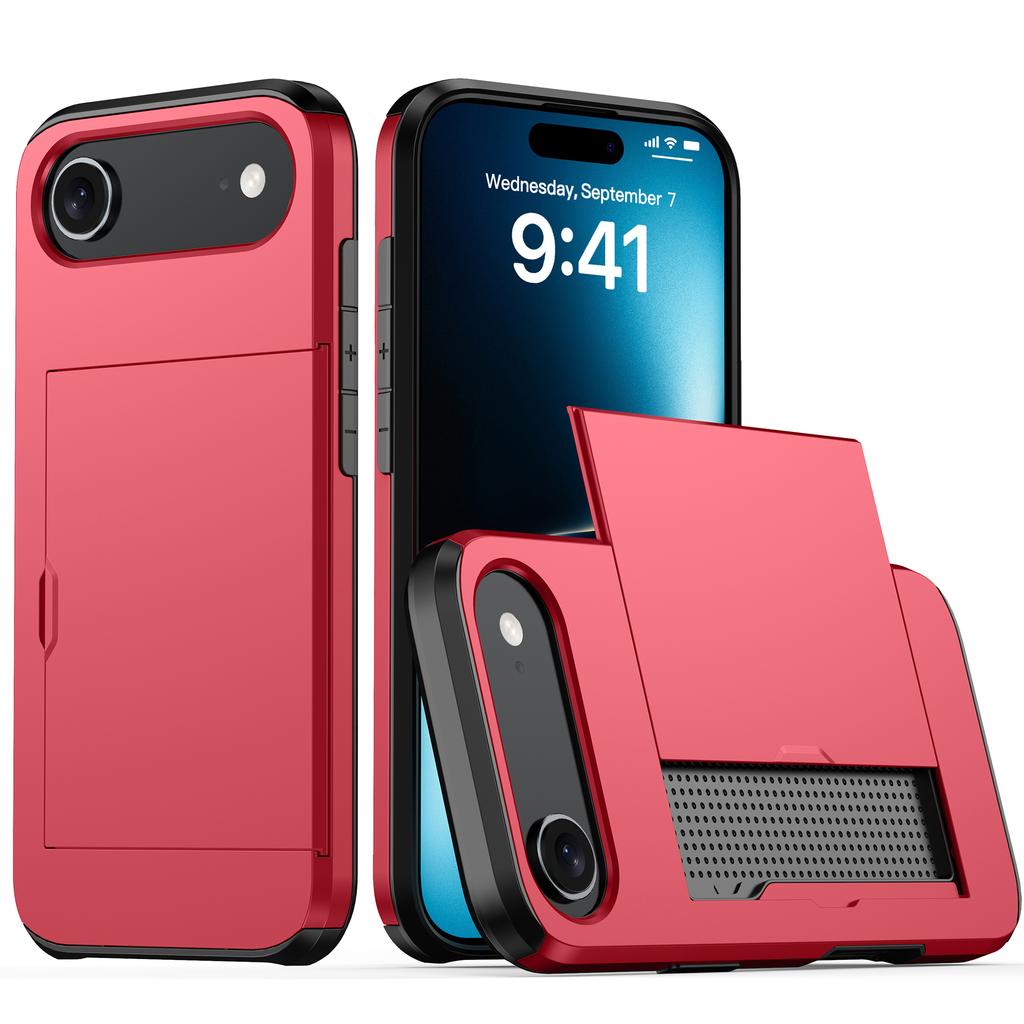 Dla iPhone 17 Etui Air z Uchwytem na Karty TPU+PC Pokrowiec na Tył Telefonu