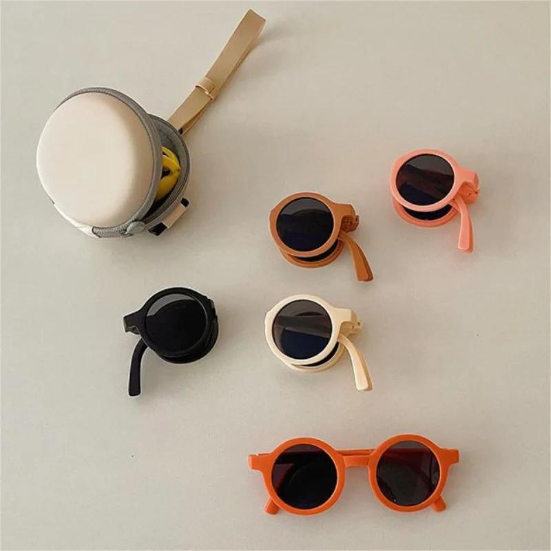 Foldable Kids Sunglasses Girls Boys Cute Round Sun Glasses Children UV Protection Baby Shades Eyewears