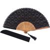 Amajiji Chinese/Japanese Vintage Retro Style Bamboo Wood Silk Folding Hand Fan for Women HBSY (23cm) (006)