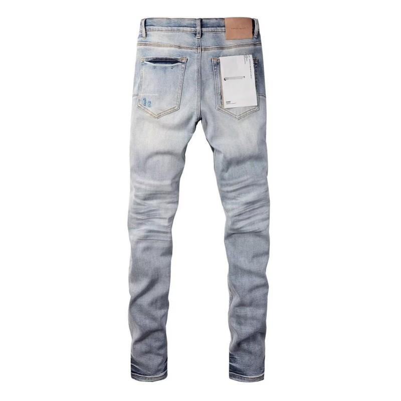 Mens Light Wash Distressed Denim Jeans With Patch Detail Slim Fit Stretch Trousers Daily Wear
