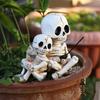 Halloween Skeleton Fishing Statue Parent-Child Fishing Skull Figurine  for Landscape Yard Lawn Pond Pool Decor