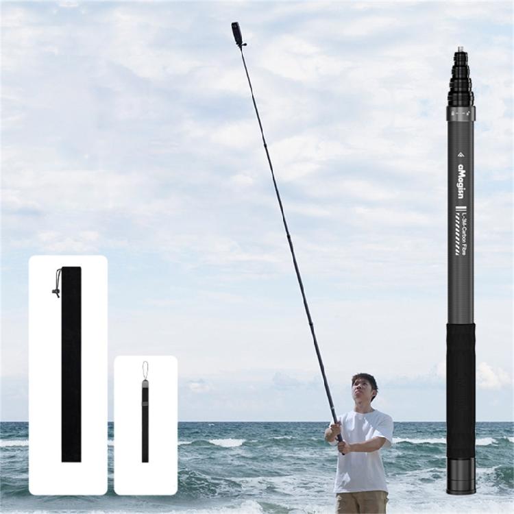 300cm Invisible Selfie Stick Carbon Fiber High Stability Extension Rod with 1/4 Screw Mount for Action Camera Use