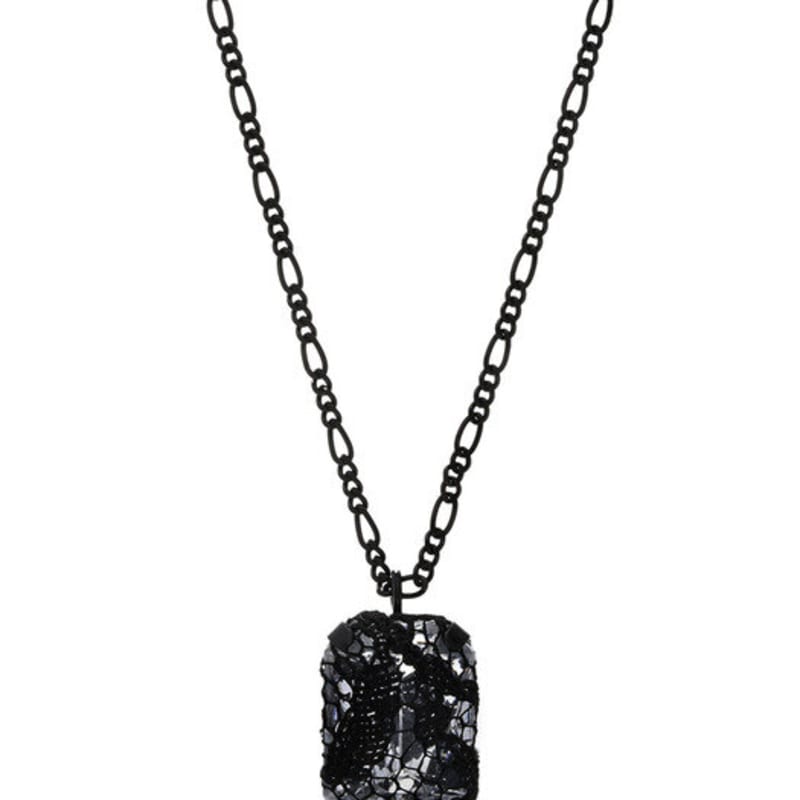 

of Lavishe 925 Silver Vintage Lace Pendant Black Chain Necklace Black